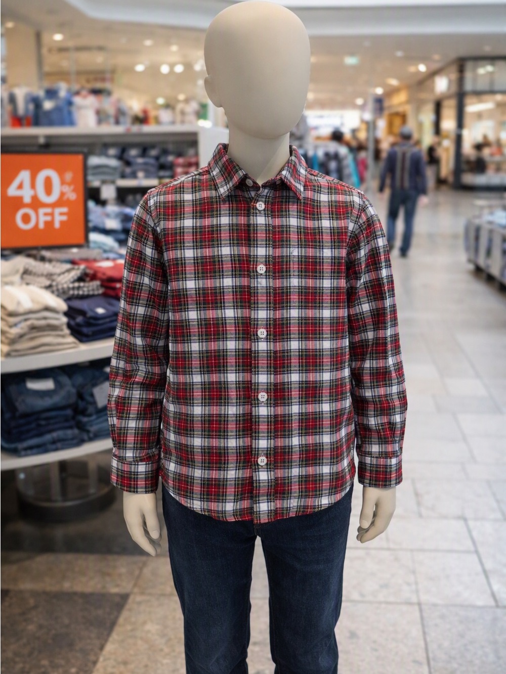 crown & ivy Red and Green Plaid Button-Down Shirt